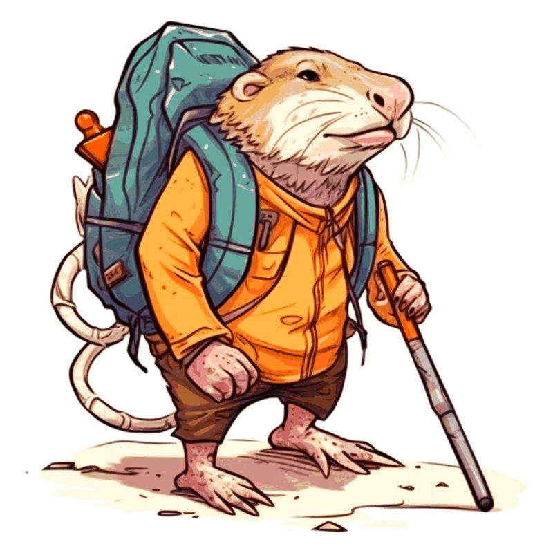 Mole rat equipped like a pro hiker