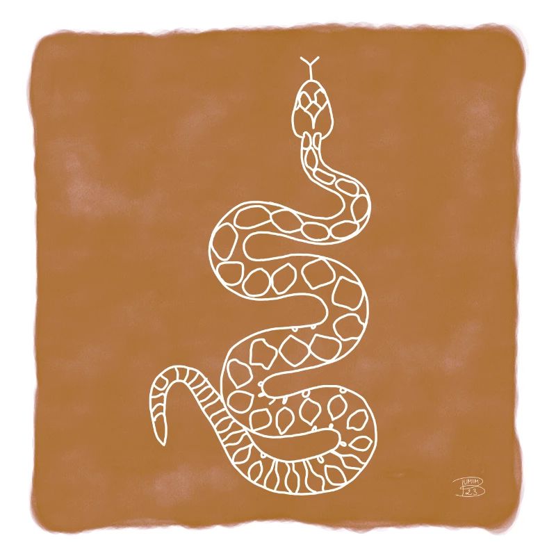 "Snake", boho line art design, series "Desert"