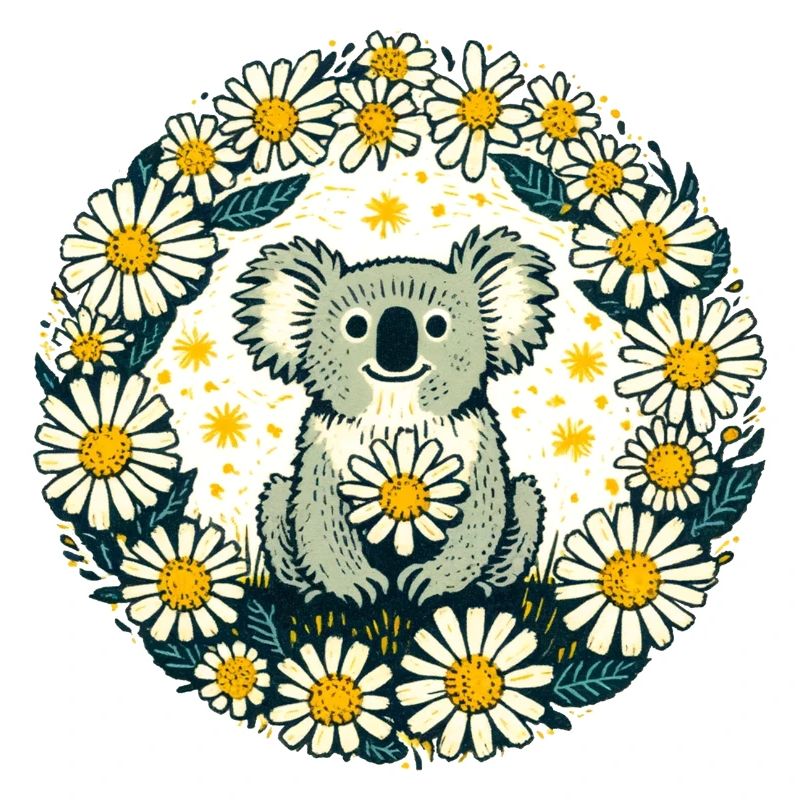 Koala, Bär und Gänseblümchen