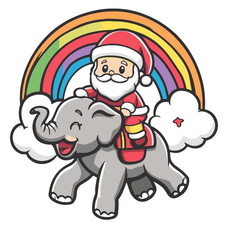 Mammut Weihnachtsmann Regenbogen