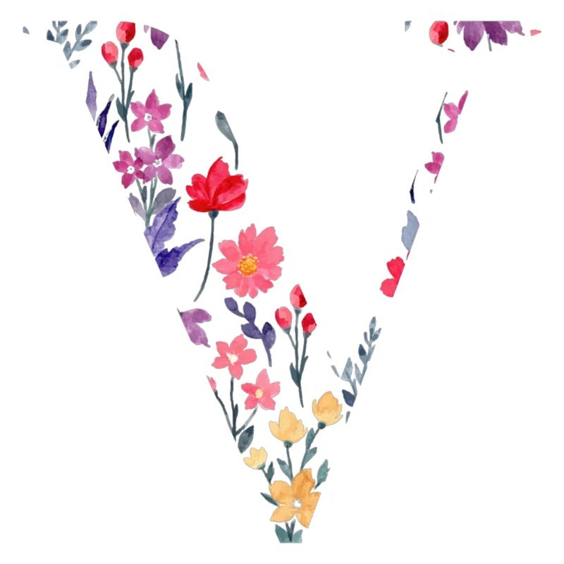 Personalized floral letter v - gift idea