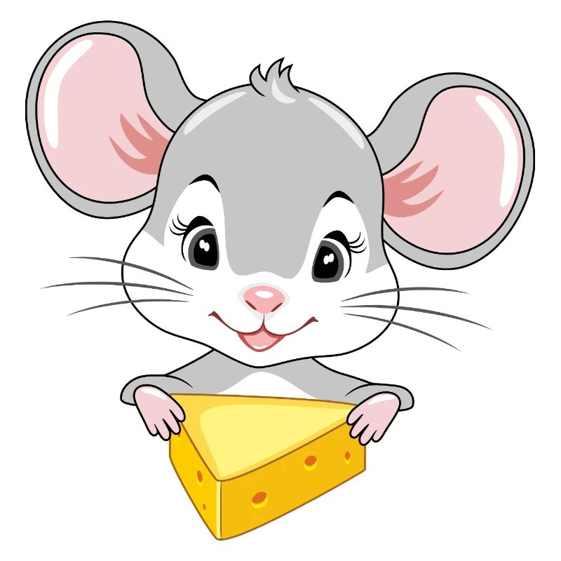 Mignon bébé souris avec un morceau de fromage