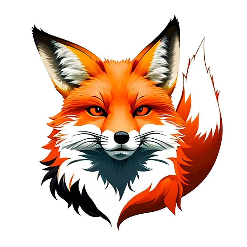 Wild Elegant fox head with foxtail