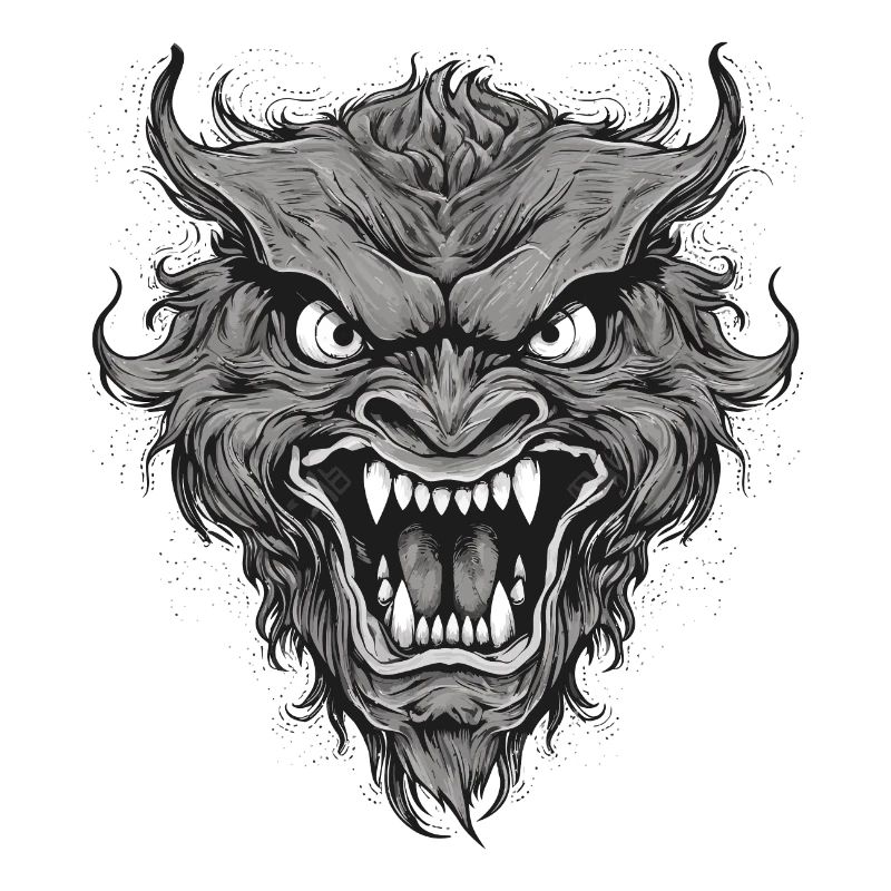 Wild werewolf with nasty teeth, sharp teeth