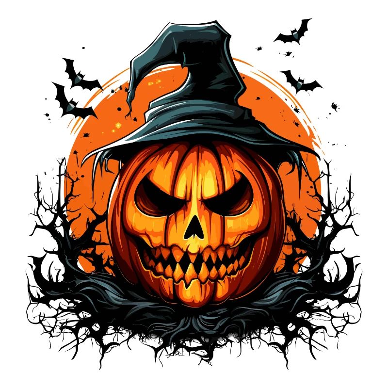 Halloween Magic Spooky Pumpkin with Bat