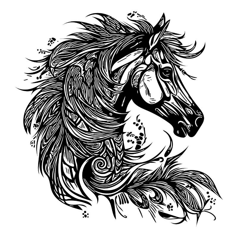 Galloping horse with mane in the wind