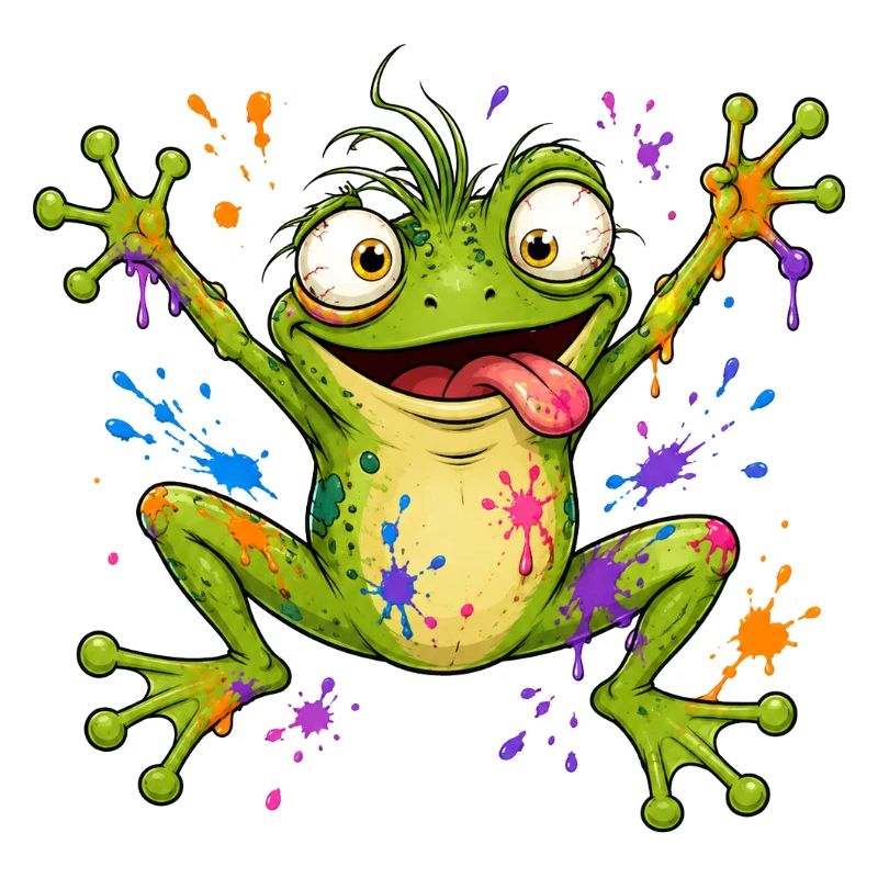 Frecher Frosch mit Farbklecksen