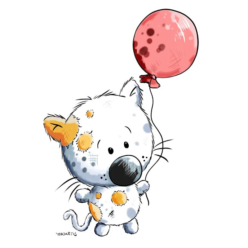 Katze mit Ballon
