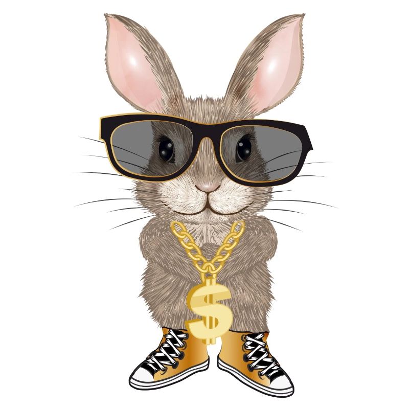 cute bunny as hip hopper with cool glasses