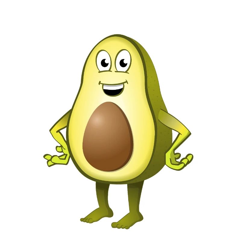 Cheerful Avocado with Playful Face Expression