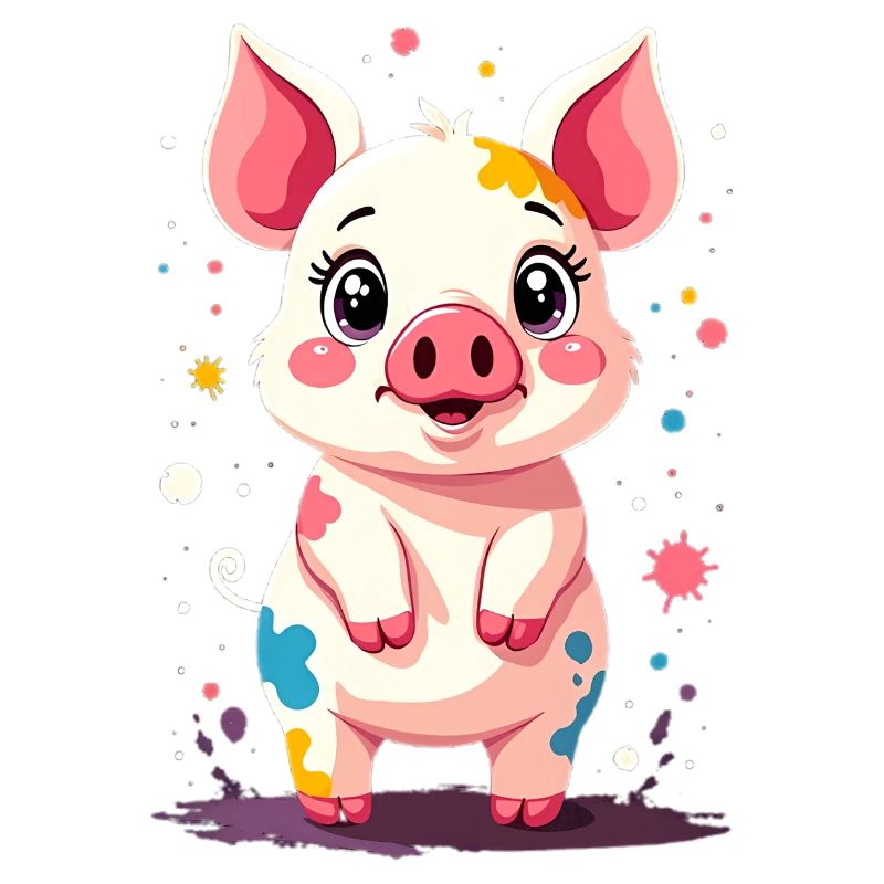 Schweinchen im Farbklecks-Design