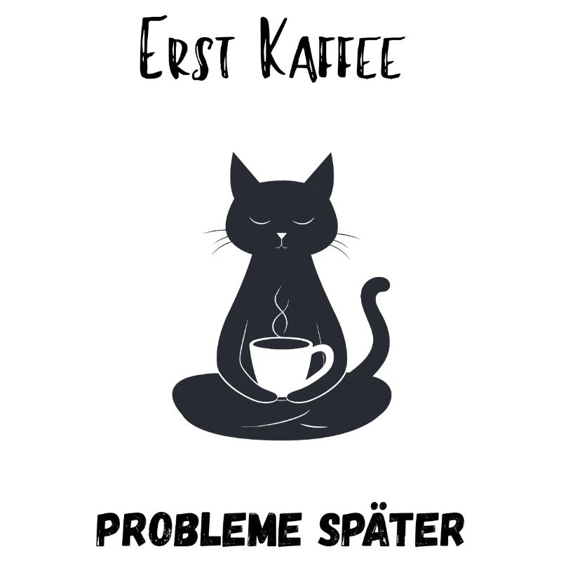 Zen Katze mit Kaffeetasse