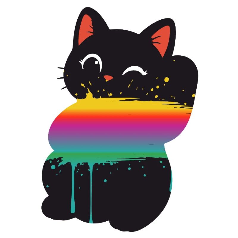 Süße Katze Regenbogen Splash Silhouette 