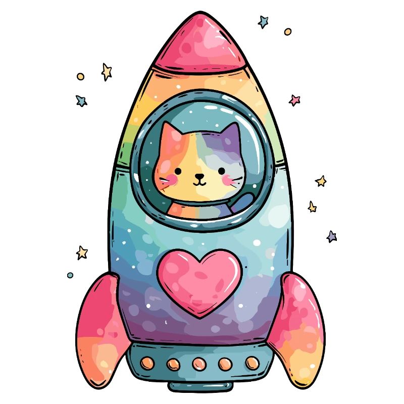 Rainbow Rocket Katze Herz