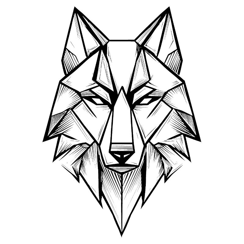 Modern Symmetrical Geometric Wolf