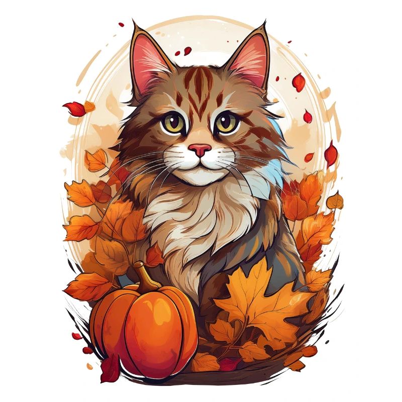 Katze im Herbst