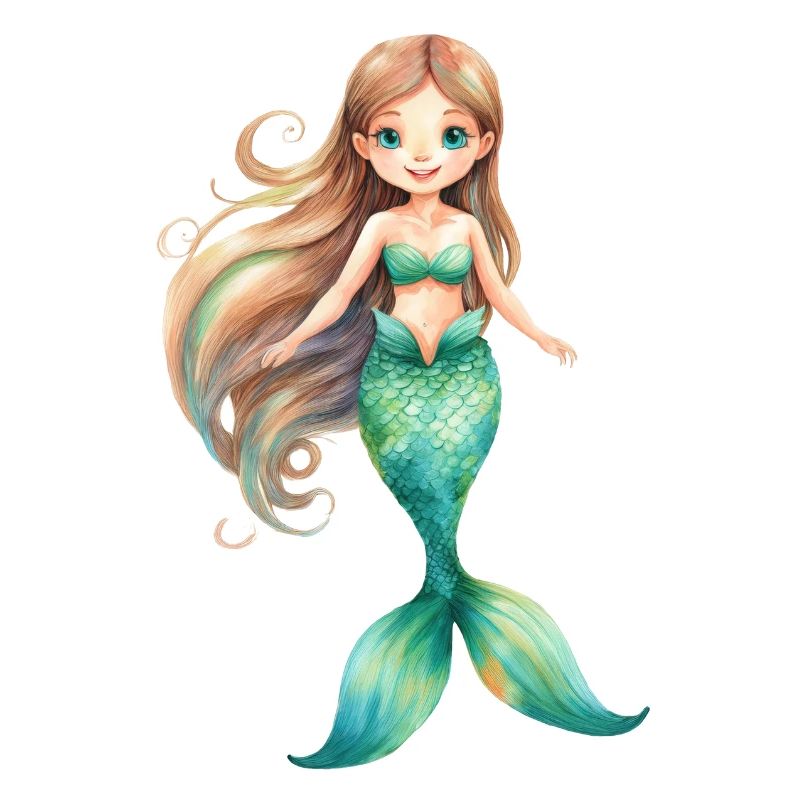 Meerjungfrau oder Nixe mit langen Haaren