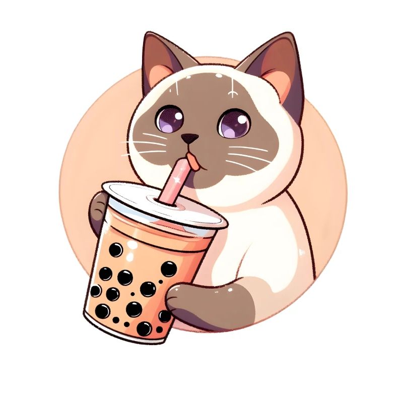 Siamese Cat Having Bubble Tea