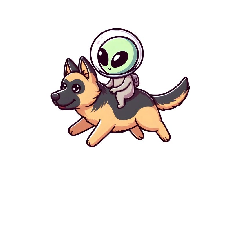 Alien auf Schäferhund