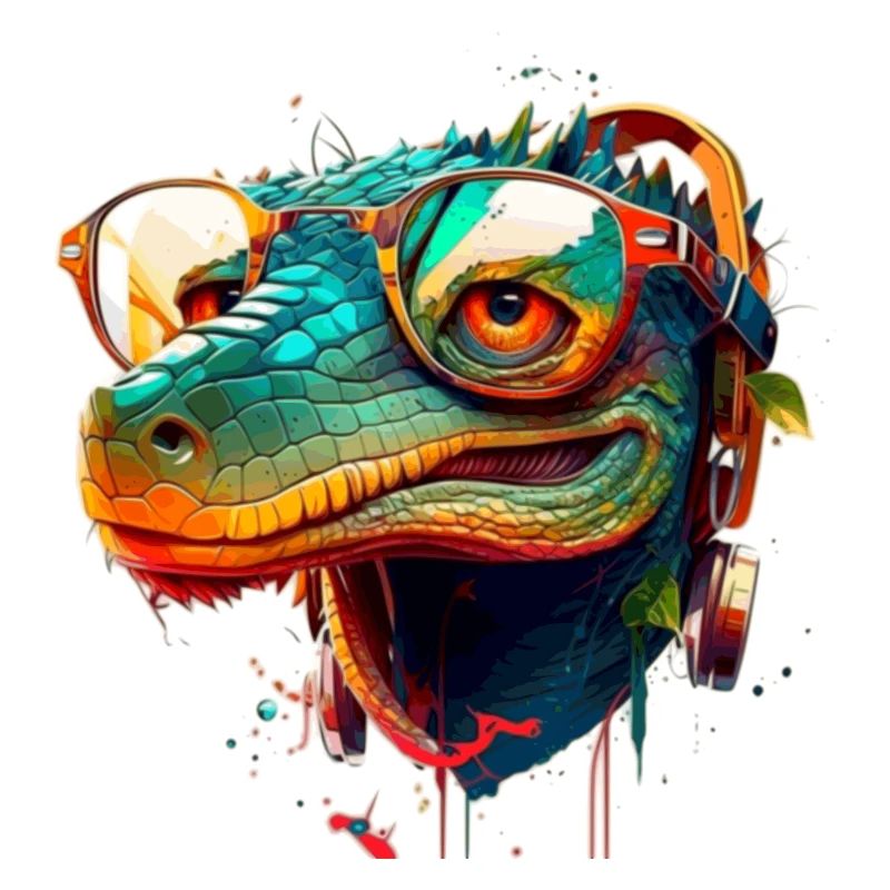 Reptil mit Brille Drache oder Krokodil im Sommer
