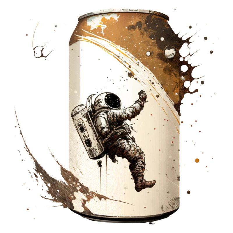 Astronaut mit Bier in einer Bierdose