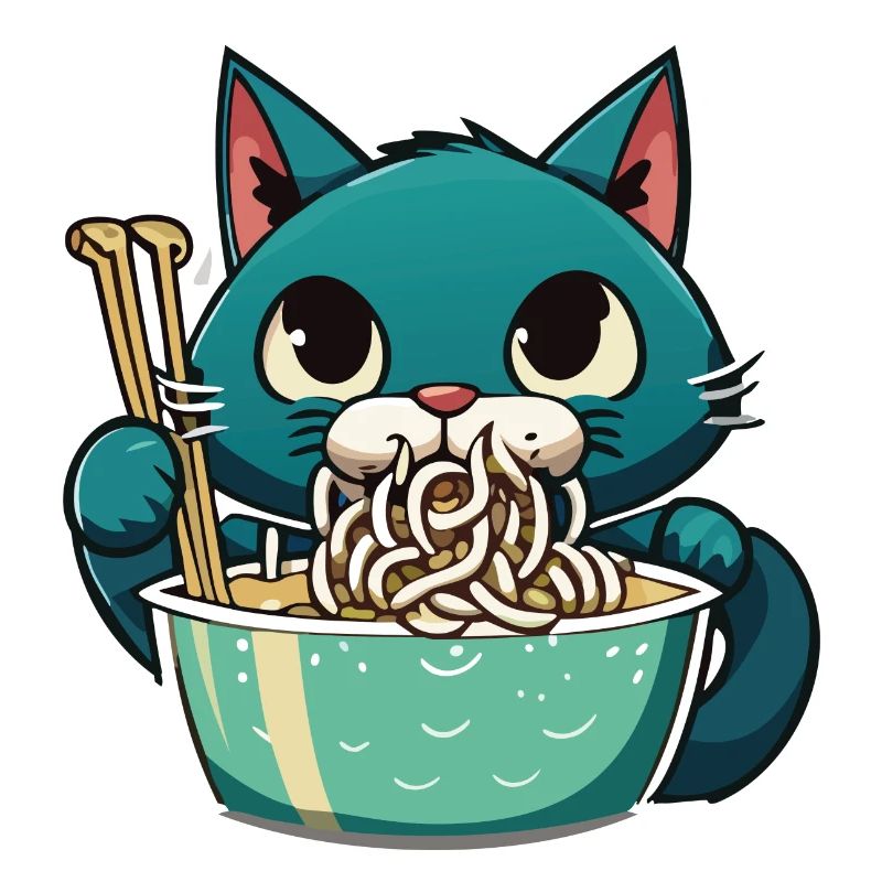 Cat Eats Instant Noldes