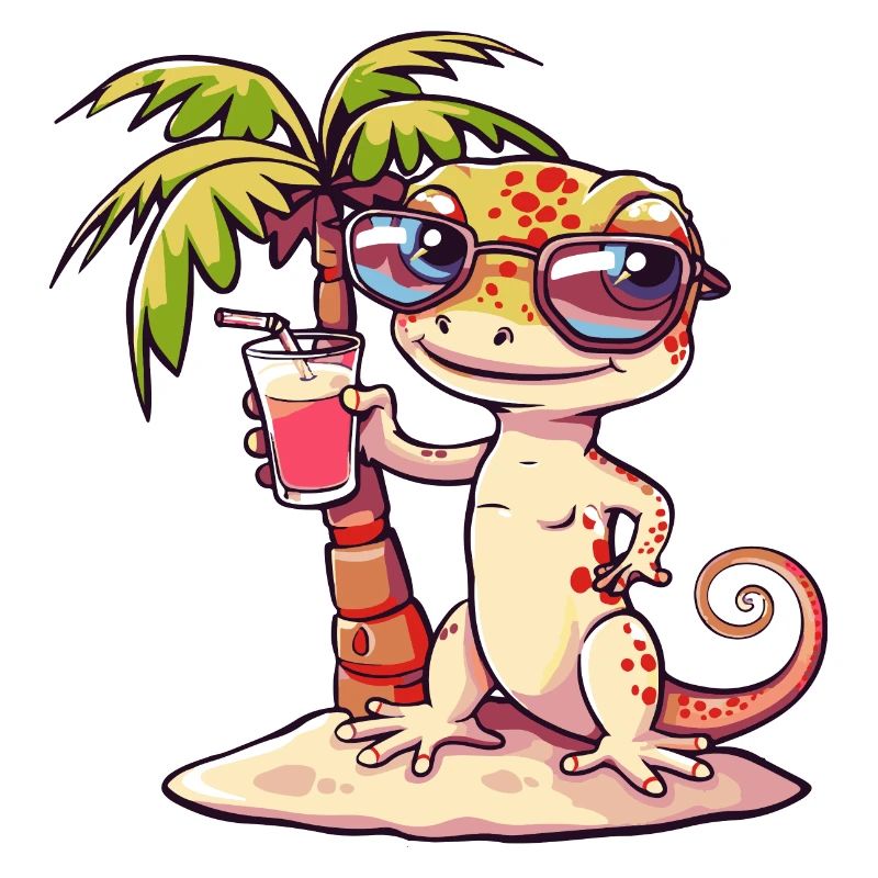 Echse Sommer Strand Comic