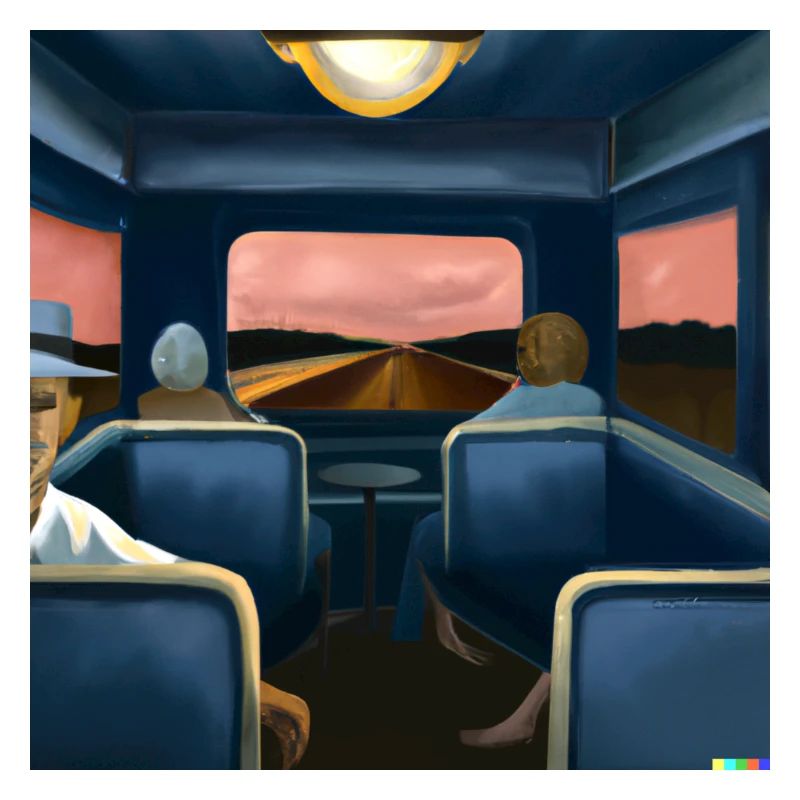 We all sit in the same train travelling.