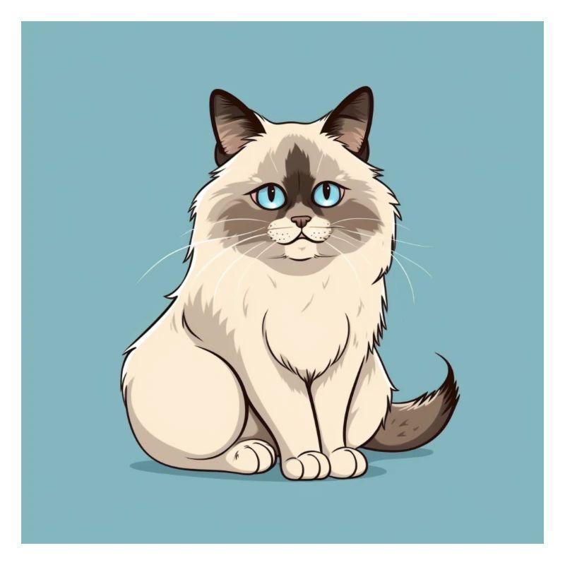 Porträt einer Ragdollkatze Comic Cartoon