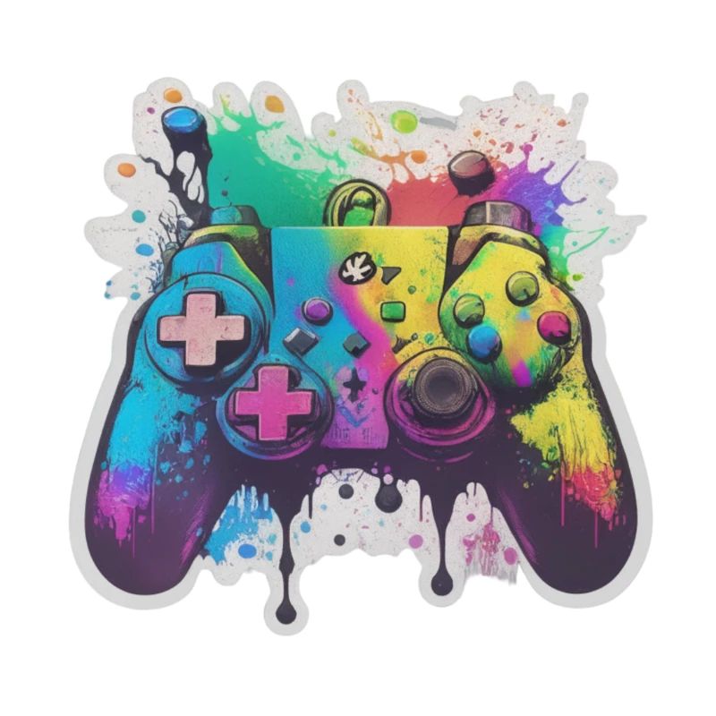 Gaming Controller Rainbow Splash