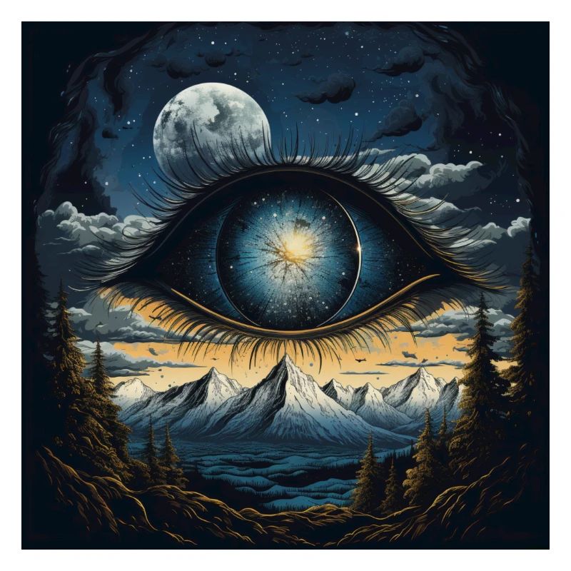Eye moon mountains