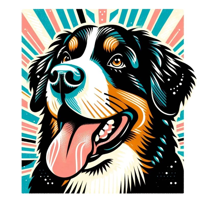 Bernese Dog Risography Vector Style