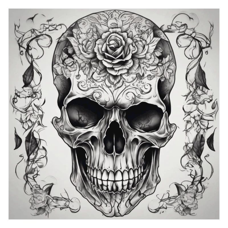 Skull with rose