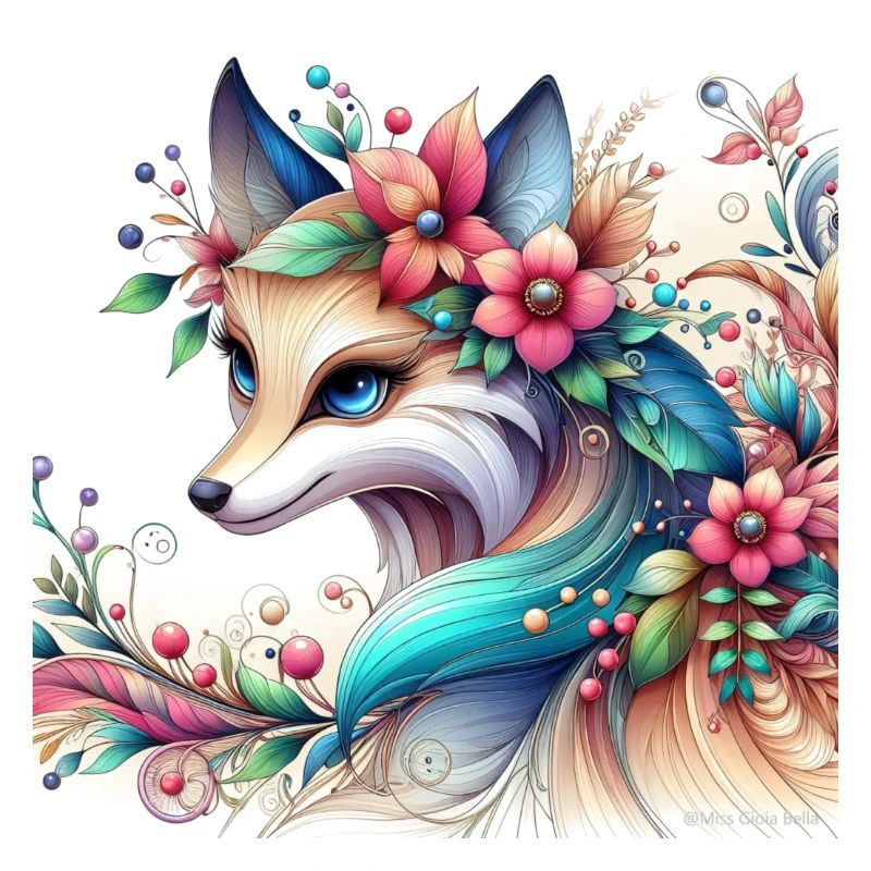 Fuchs mit Blumen