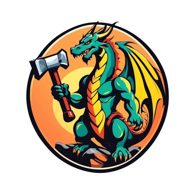 Dragon with a war hammer