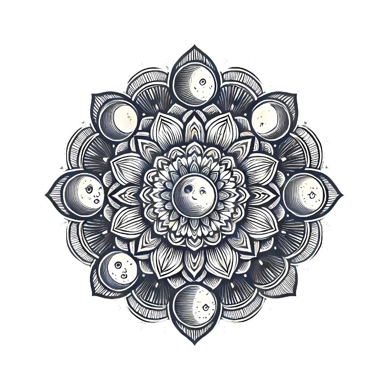 Celestial Moon Phase Mandala Tattoo