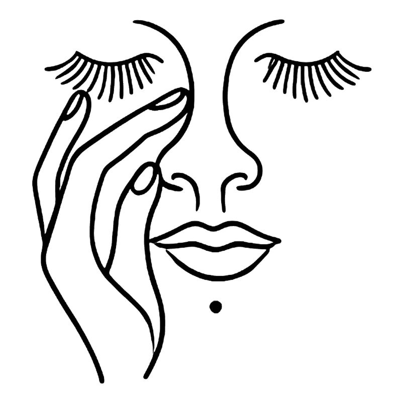 Visage minimaliste avec la main