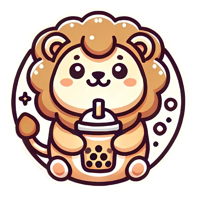 Mignon Lion Bubble Tea Lover Badge