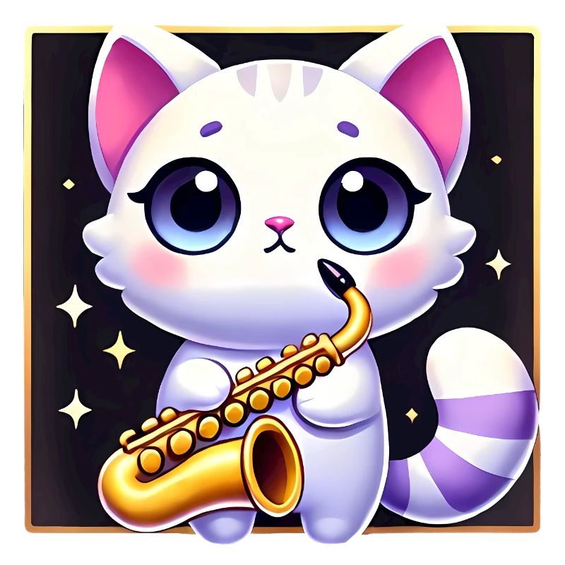 Conception de dessin animé de chat de saxophone mignon