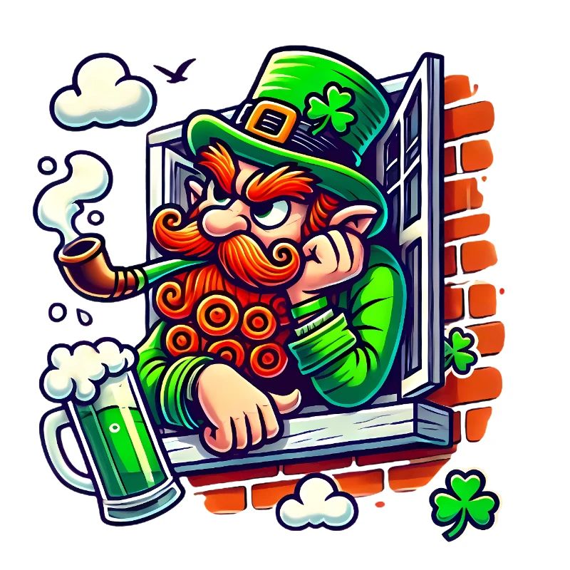 Grumpy Leprechaun Window Sticker