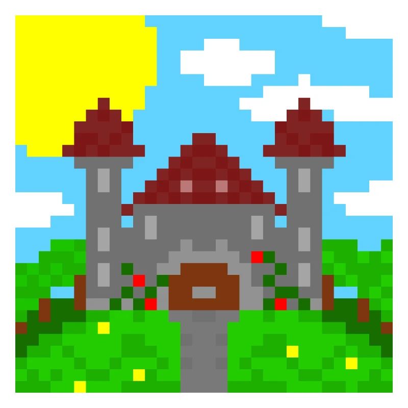 Kleines friedliches Pixelschloss.