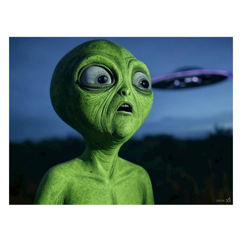Grüner Alien Blickfang UFO