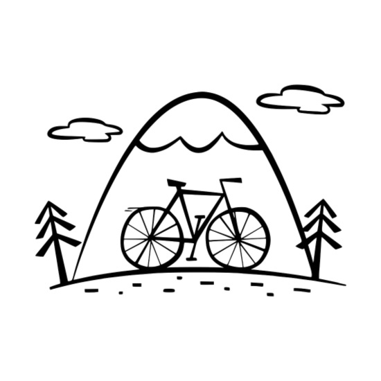 Tour en bicicleta de dibujos animados con montañas y bosques' Posavasos |  Spreadshirt