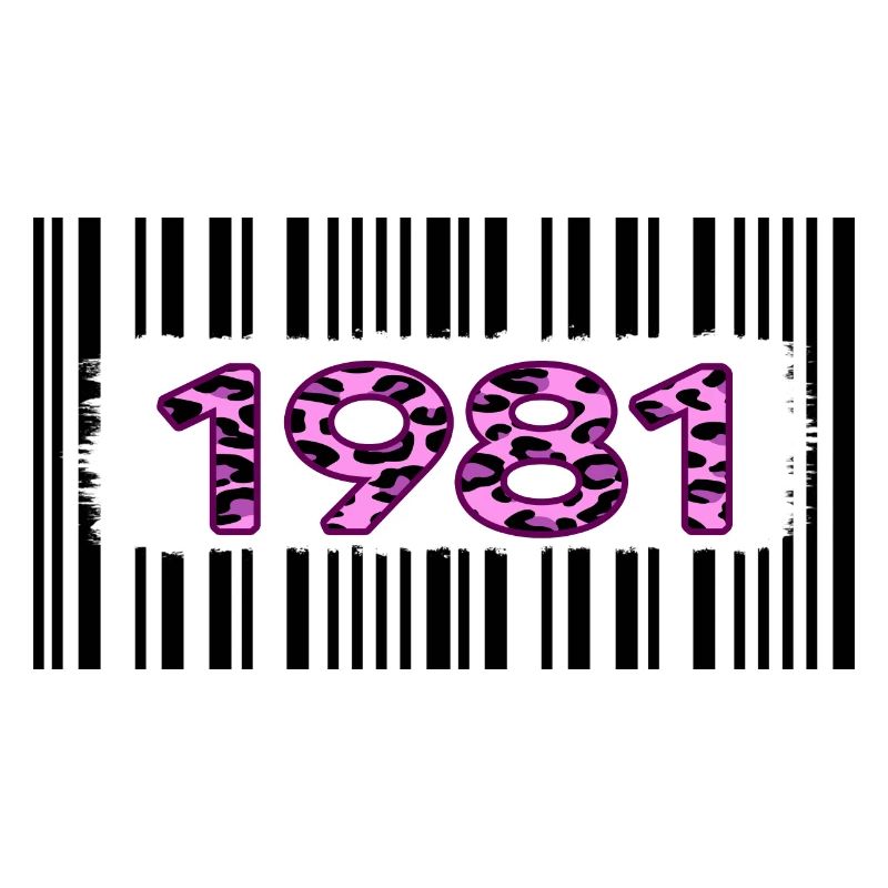 1981 Birthday Anniversary Barcode Pink Leopard