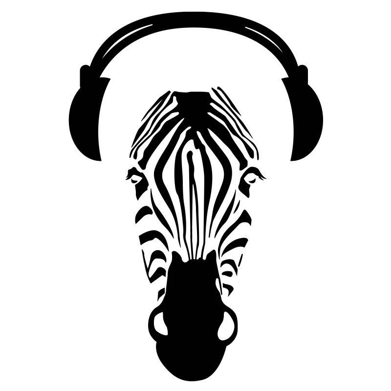 Zebra avec des écouteurs