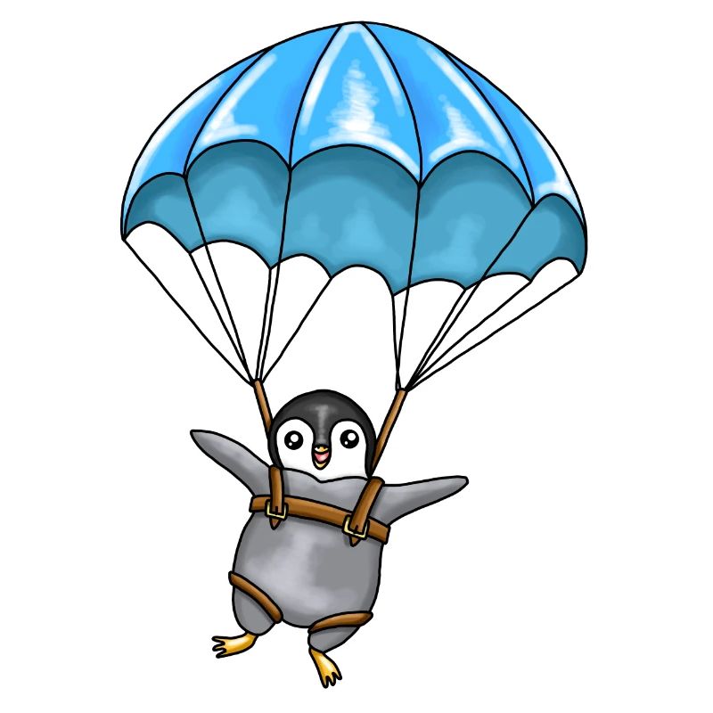 Pinguin mit Fallschirm