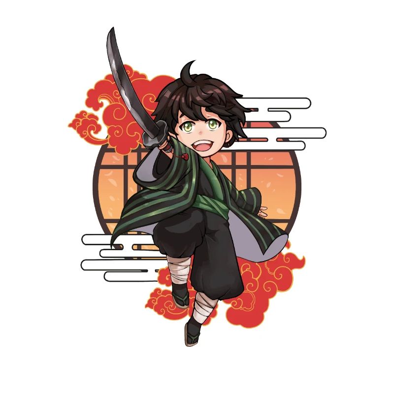 Chibi Samurai Junge mit Katana