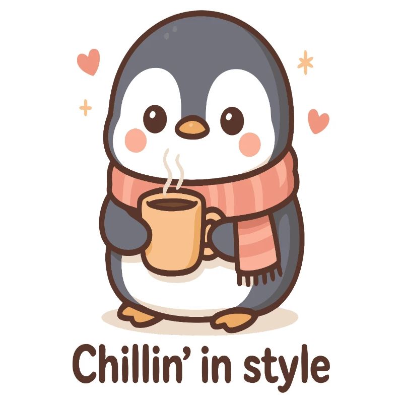 Niedlicher Pinguin mit Kaffee