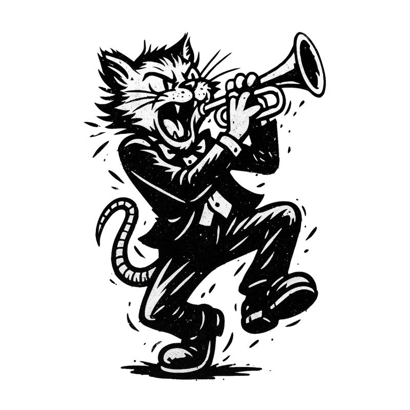 Jazzkatze Trompete im Rockabilly