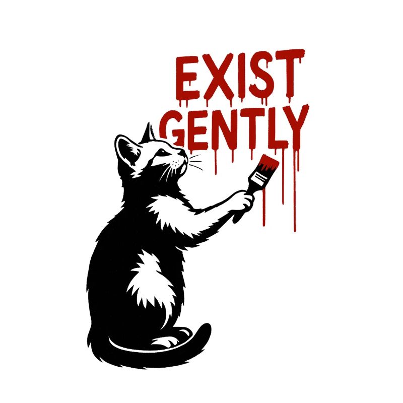 Existe doucement Cat Print